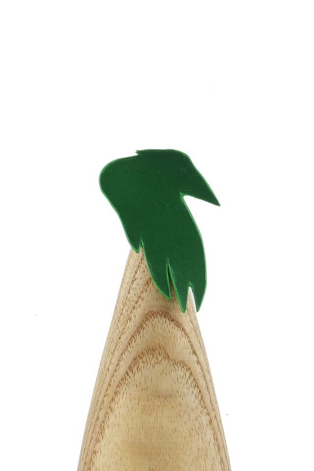 Broche motif Corbeau en cuir tannage végétal - HANE Vert Pomme