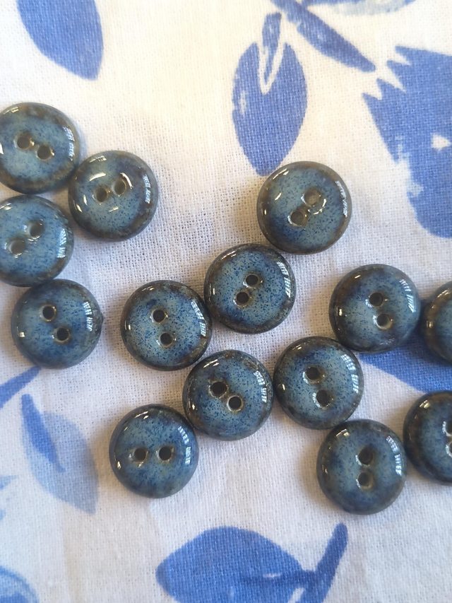Mini-boutons ronds bleu/marron 