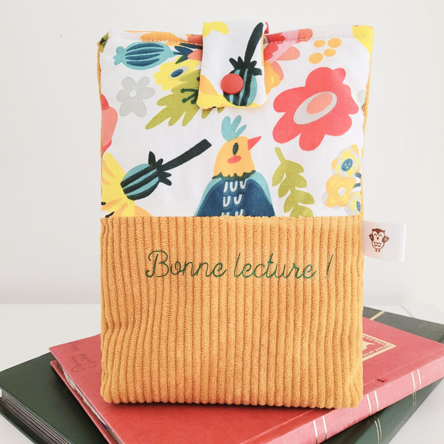 Pochette à livre/liseuse fleurs
