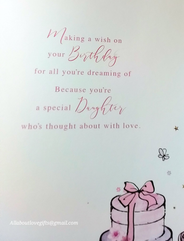 Daughter Birthday card 9" x 6" Making a wish for all you're dreaming of