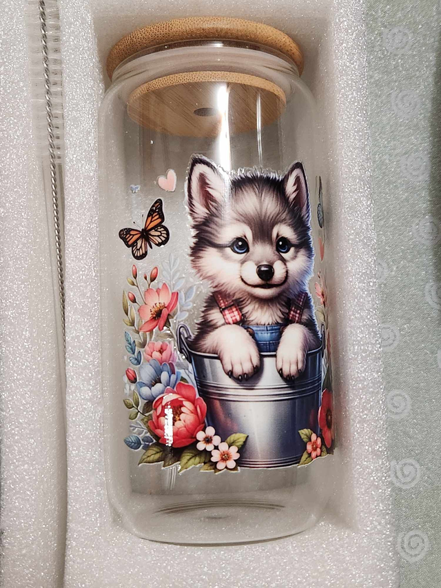Canette en verre personnalisé " un Amour de chien " ( gobelet , verre, tasse  )  