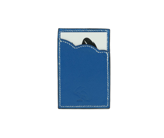 Porte-Carte KUMO Bleu Grainé Fil Blanc