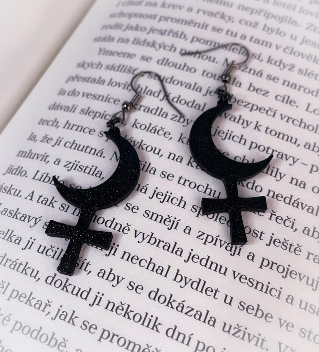 Náušnice Měsíc s křížem