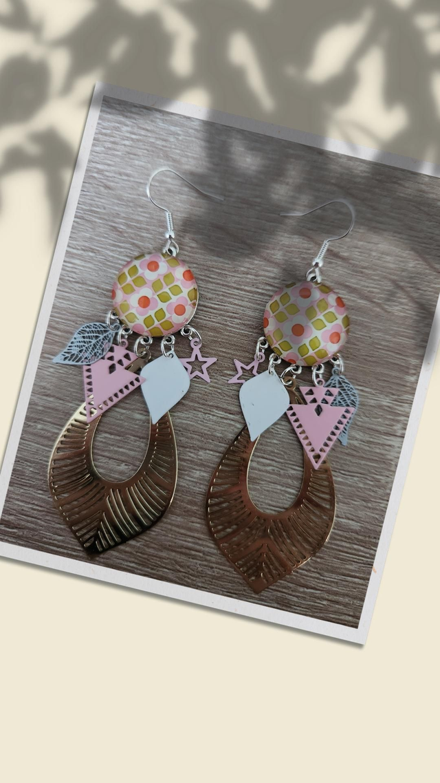 Boucles cabochon motif 108