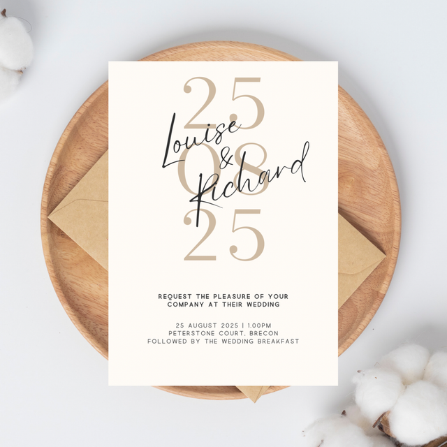 Pack of A6 evening invitations - beige and cream minimalist  classic design