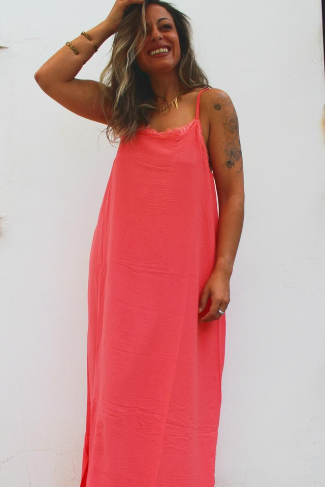 Vestido Lencero Low Coral