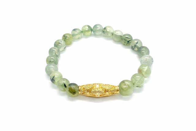 Bracelet Préhnite &amp; Plaqué Or