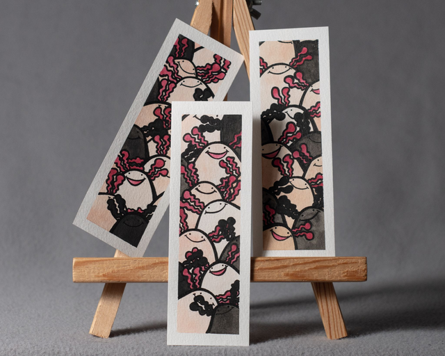 AKSOLOTLE zakładka do książki, ręcznie malowana akwarela