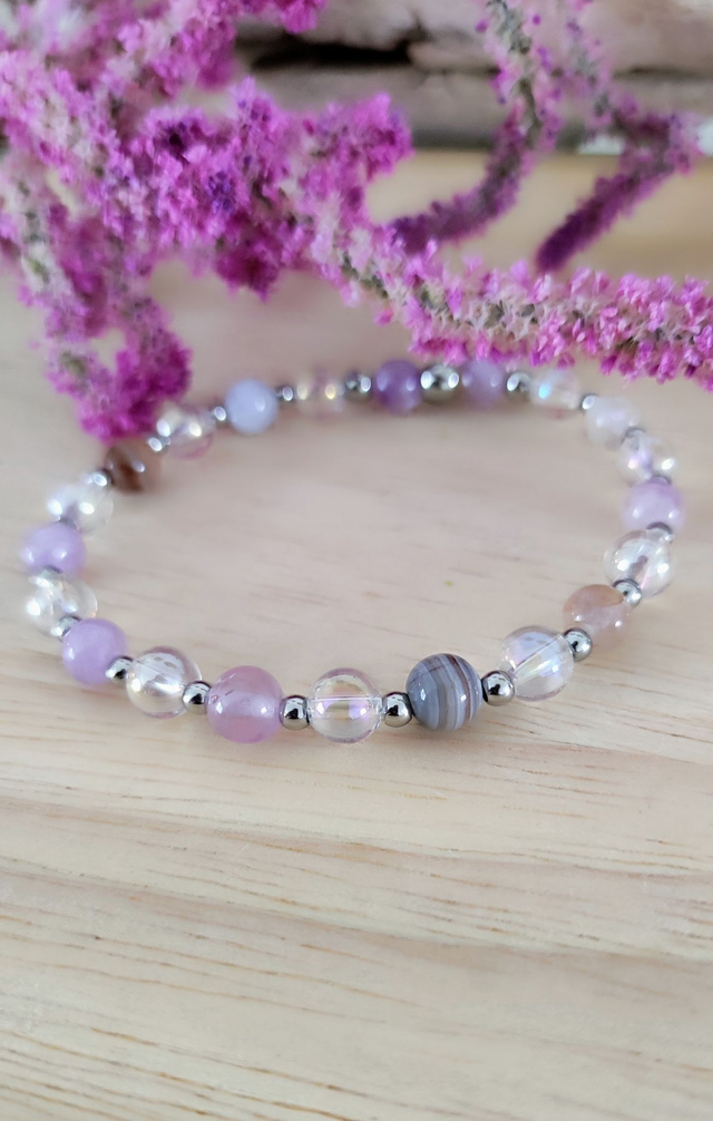 Bracelet "Sérénité et Confiance en soi" en Agate inclusion Améthyste