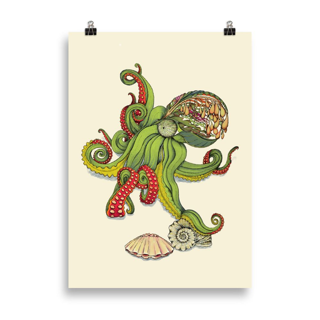 Poster - Floral Seas - Octopus