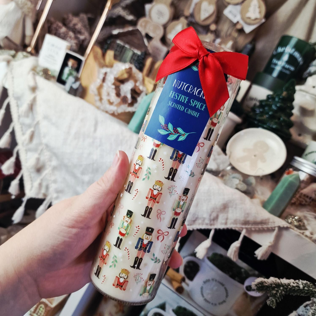 Nutcracker festive spice pillar candle 