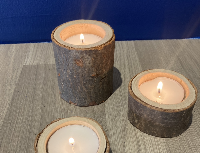 Rustic Wooden Tea light Holders. 