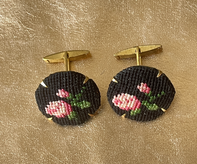 Manschettenknöpfe 1950er Jahre Rose 