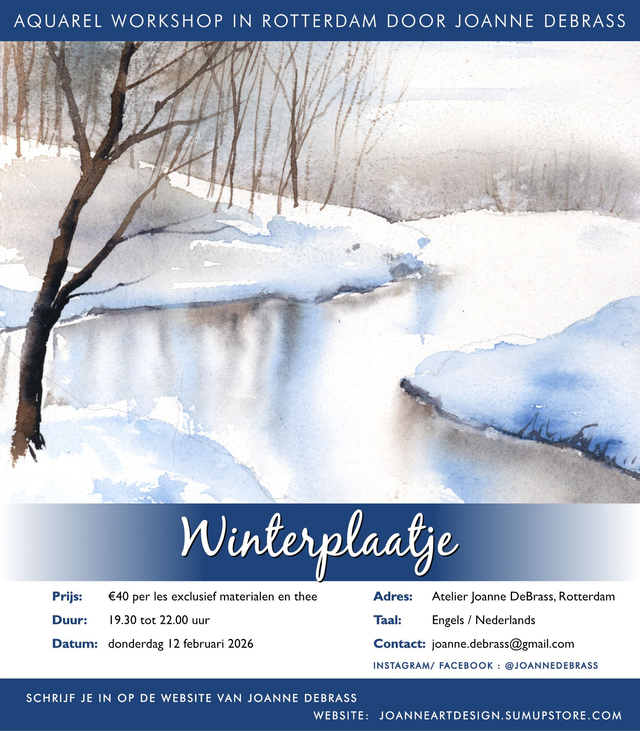 12-02-2026 van 19.30- 22.00u Winter- aquarel workshop in Rotterdam