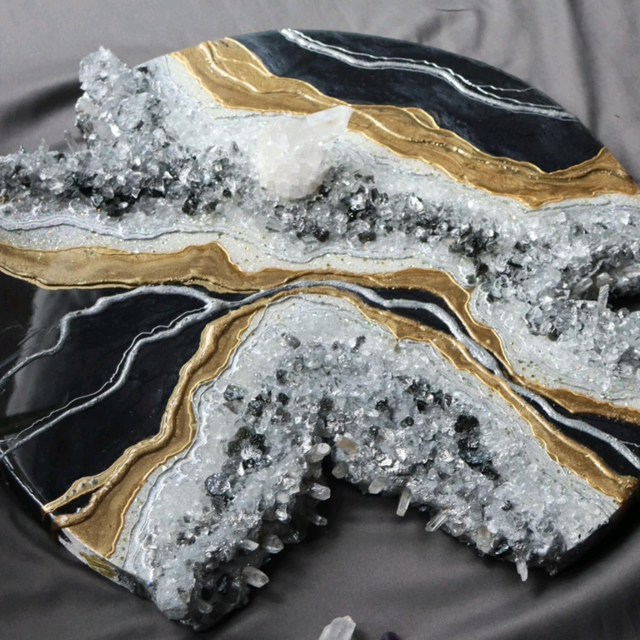 Black &amp; Gold Resin  Geode 