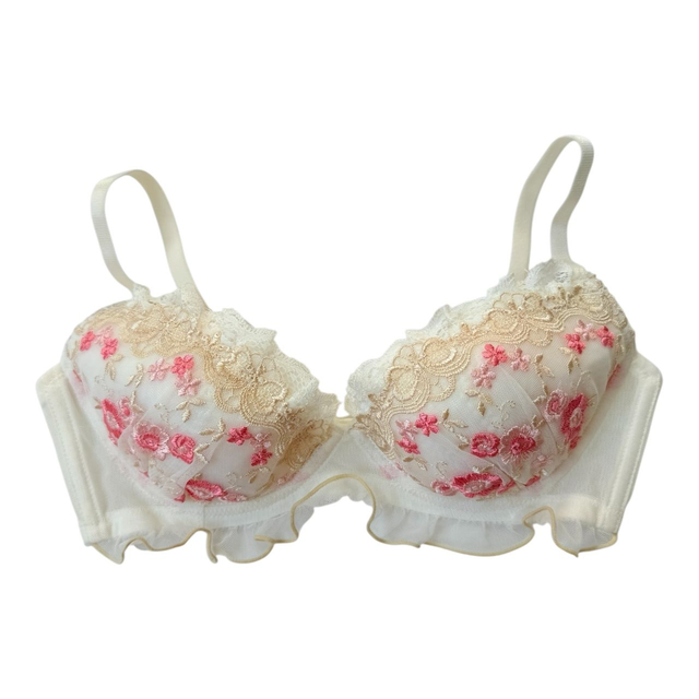 White and pink floral Japanese Bra UK 32B