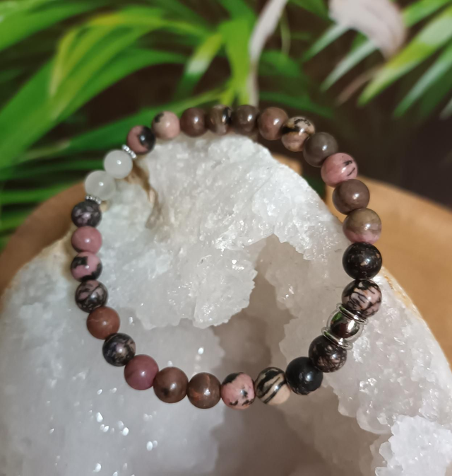 Bracelet en rhodonite et quartz rose