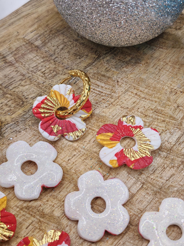 Choupettes Ilena réversibles blanc Rouge dorées 