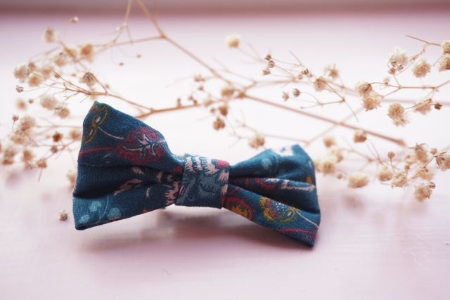 Blue Floral Mini Bow 