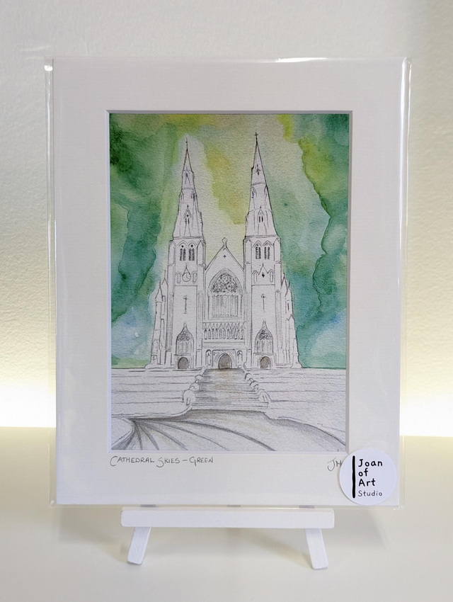 Cathedral Skies, Green - Art print by Joan McKeever