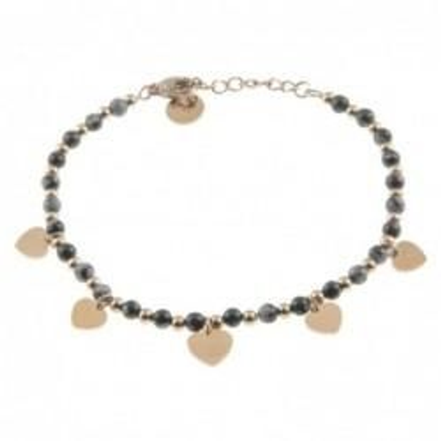Bracciale donna con pietre naturali bijoux e charms a cuore 