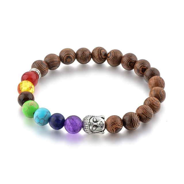 Kralen Armband Boeddha | Hout met Chakra kralen 