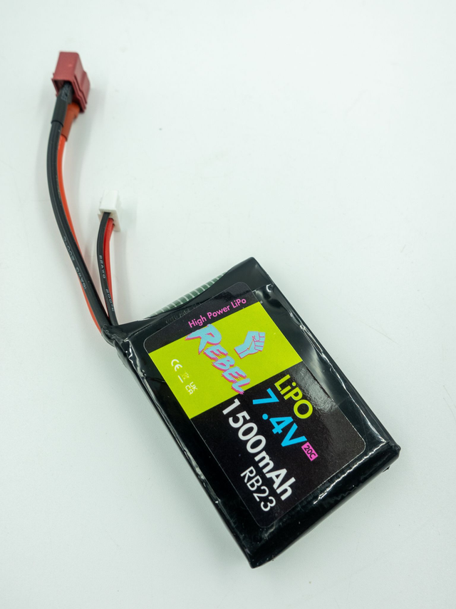 Rebel Battery - 1500mAh LiPo 7.4V 20C stick (PEQ/AN-15) Deans