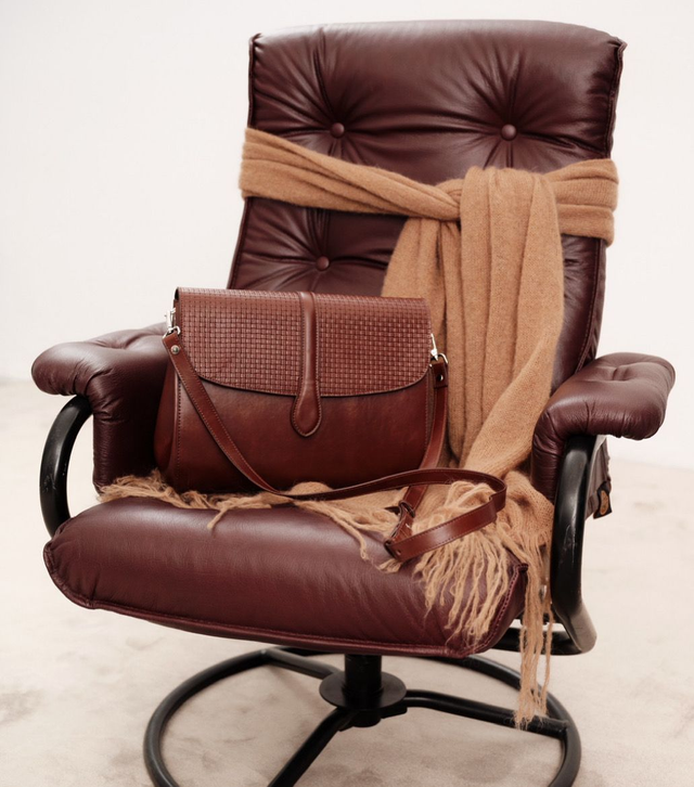 Camel Leather Cross Body Bag