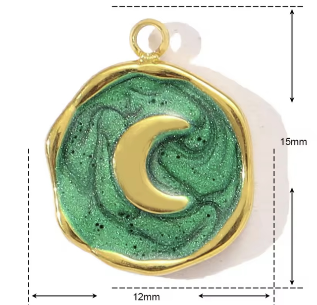 Charm luna su base verde 
