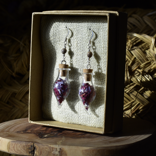 boucles fioles silver lotus &amp; rose