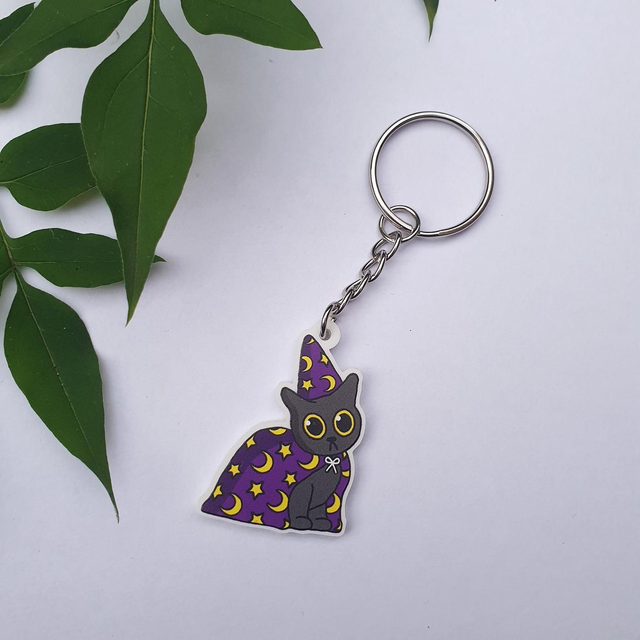 Wizard Cat Acrylic Keyring