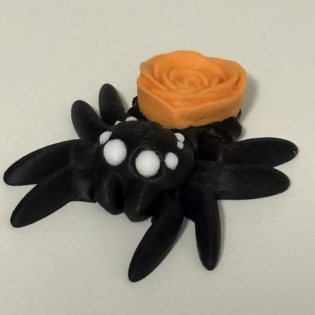 3D Printed Spider With Orange Rose