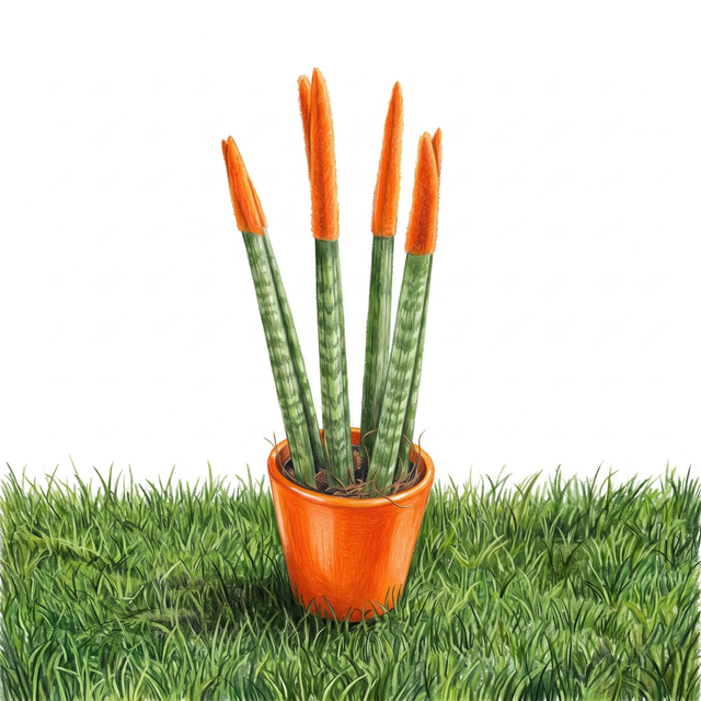Sansevieria cylindrica « Velvet Touch » orange — Plante graphique en pot céramique