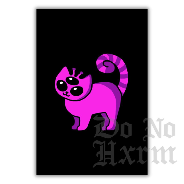 Pink Alien Cat Art Print (6x4)