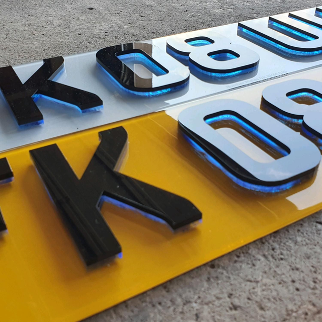 6mm Neon Blue &amp; Black 4D Laser Cut