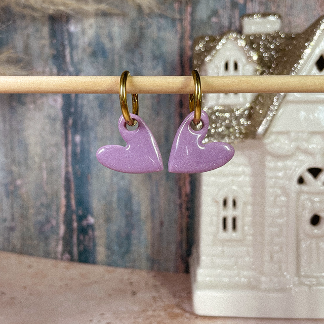 Cœur pointu - lila nacré (sans créoles)