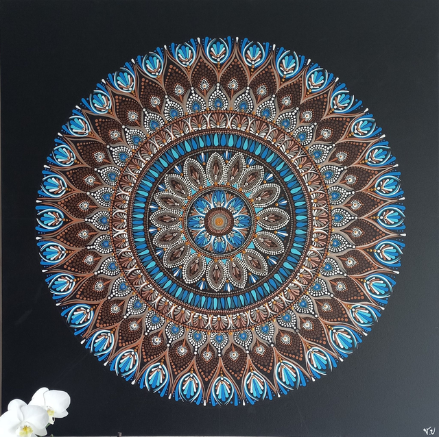 Mandala Toile 80 cm &quot;Terre-Ciel&quot;