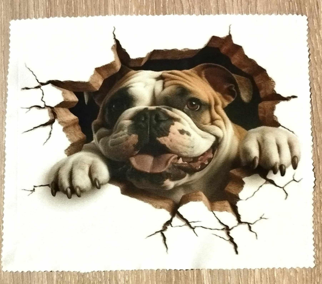 Chiffon lunettes bouledogue anglais 18x15cm 