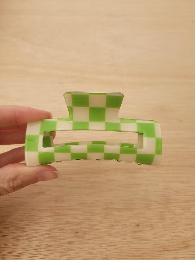 Green checkered claw clip - HE-027