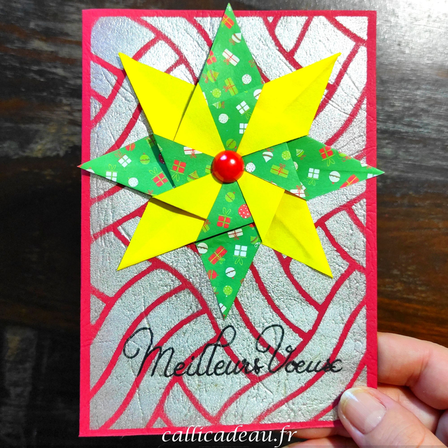 Carte Origami Etoile Calligraphie Meilleurs Vœux | Fait Main