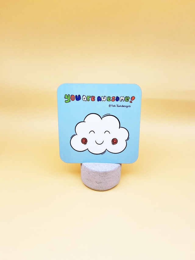 Positive cloud coaster - You are awesome coaster - Hardback coaster