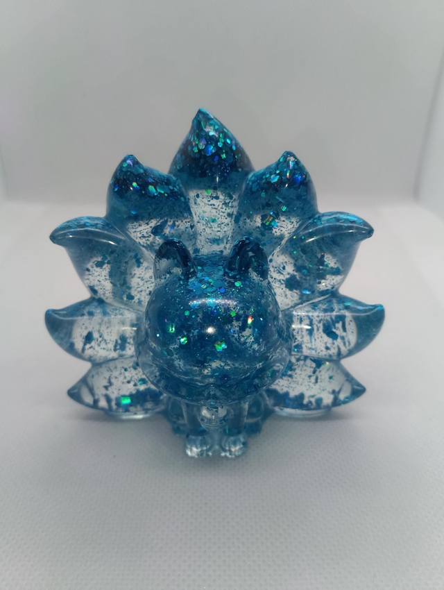 Kitsune paillettes bleu