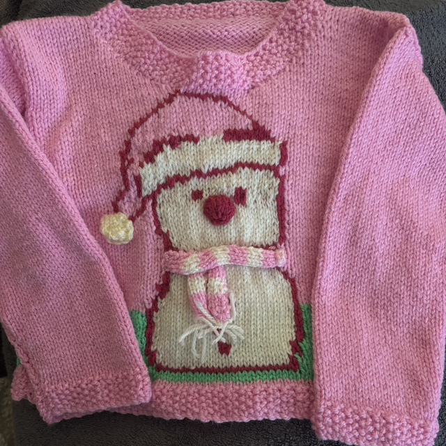 Pink snowman Xmas jumper 2-3year 