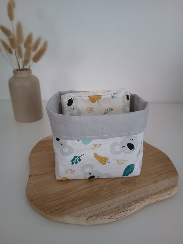 Panier de 10 cotons lavables koala gris