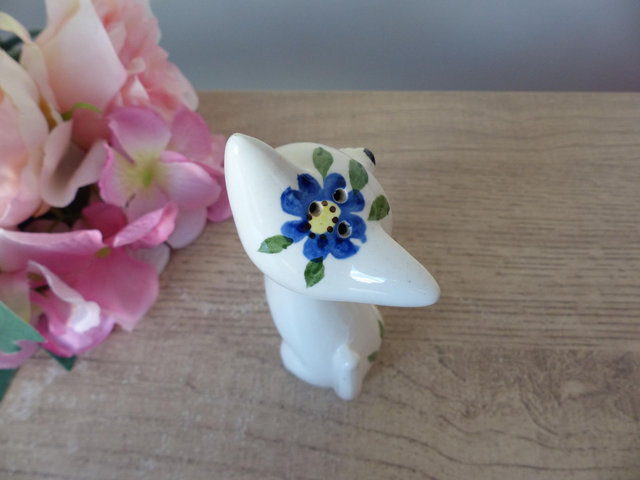 Salière chat vintage en céramique, figurine chat style rétro années 70 blanc peint à la main, campagne, shabby chic, collection salières