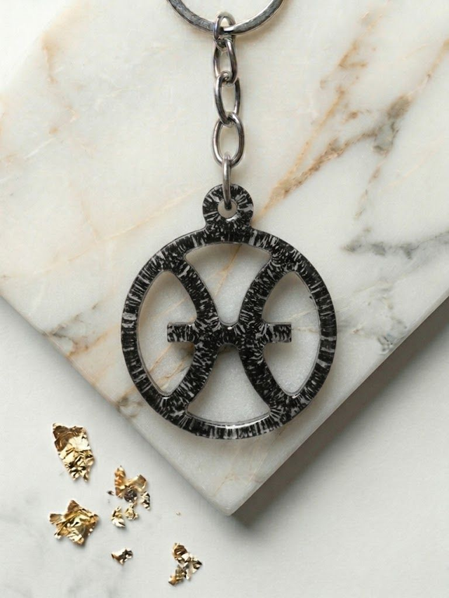 Porte clés Signe Astrologique Paillète Noir 