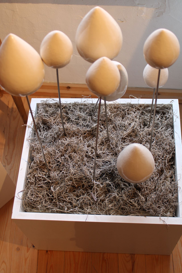 Tuin bol. Wit of paars / Garden sphere. White or purple