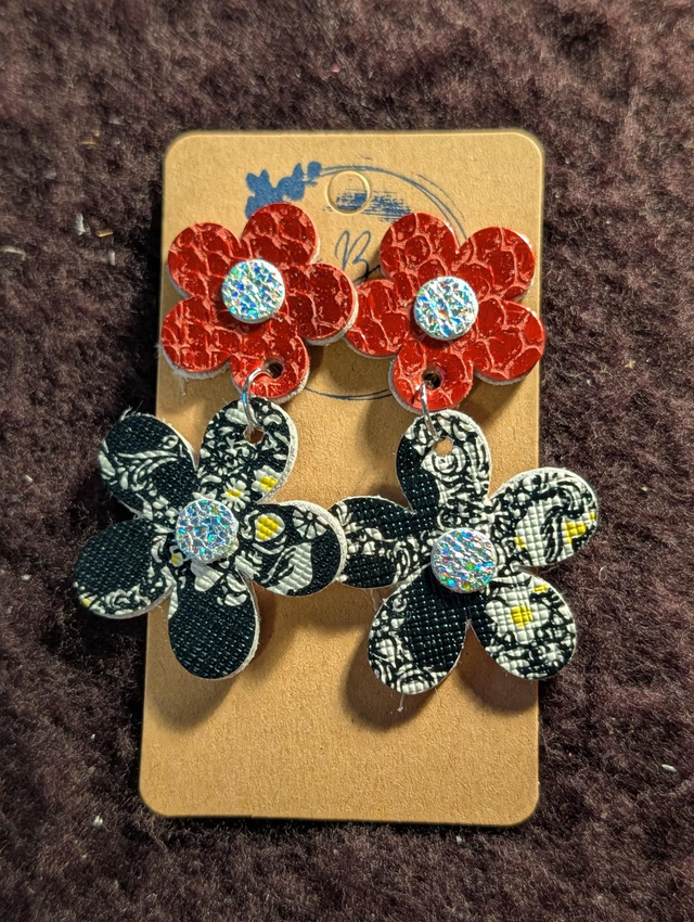 Boucles d'oreilles Marguerite rouge calavera m607