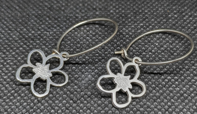 Forget me not 20mm sterling silver hoops