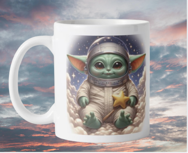 Mug &quot; Grogu espace &quot; sur commande 